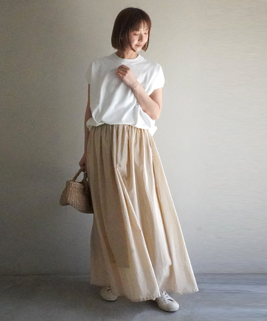 コットンシルクギャザースカート / Rose Sand Beige