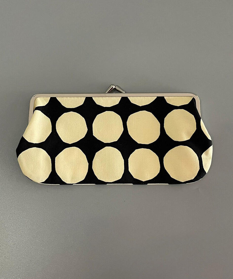 がま口ポーチ / Black & Beige