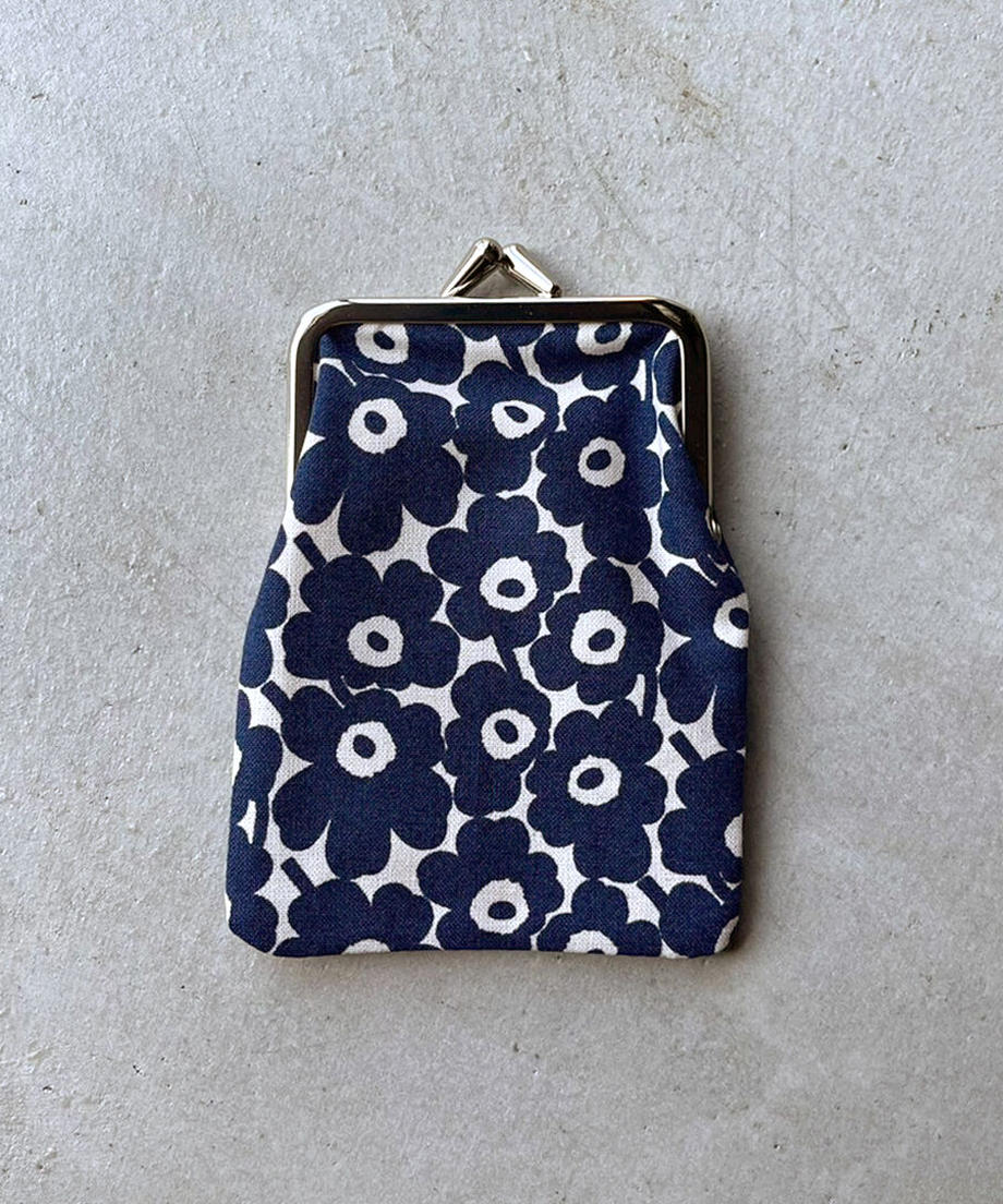 がま口ポーチ / Beige & Navy