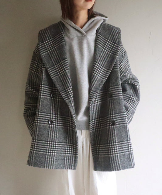 ハーフコート / Green & Check