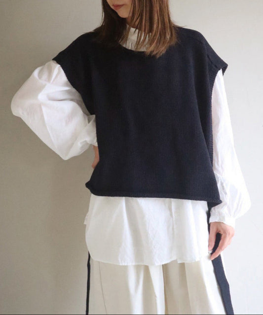 ニットベスト / Navy Black